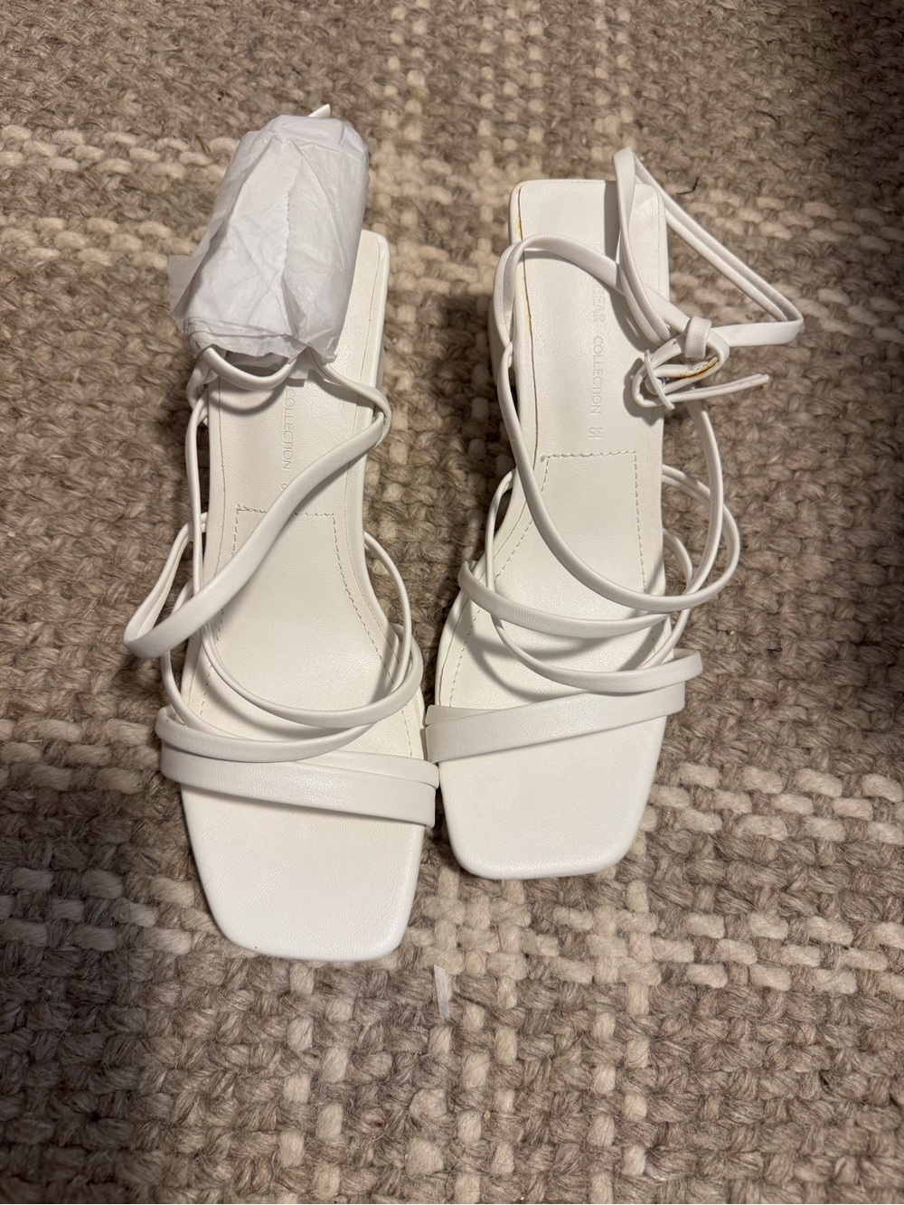 White Strappy Square-Toe Women's Sandals